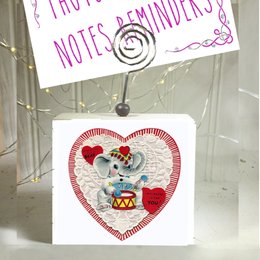 Vintage Valentine Card Photo holder clip